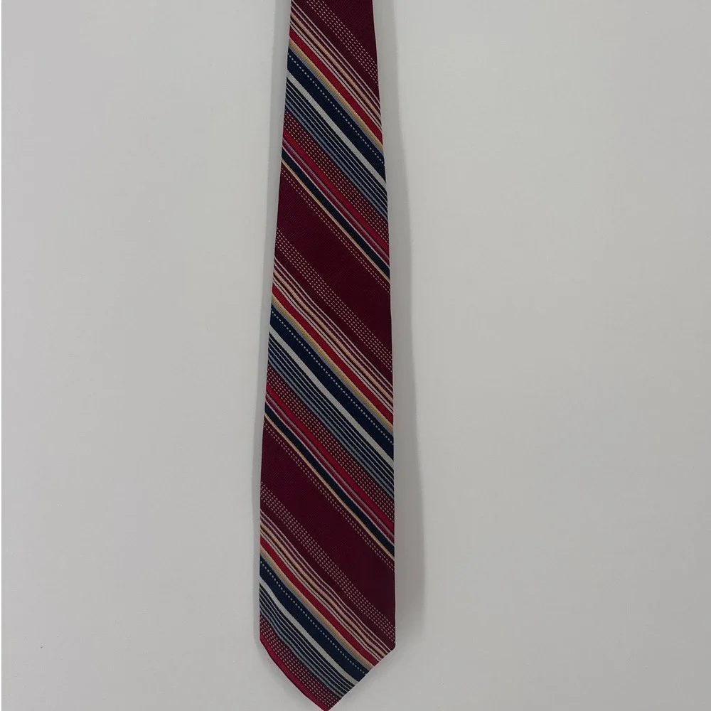 Polo Ralph Lauren Men's Necktie Burgundy Striped Silk Handmade Prep